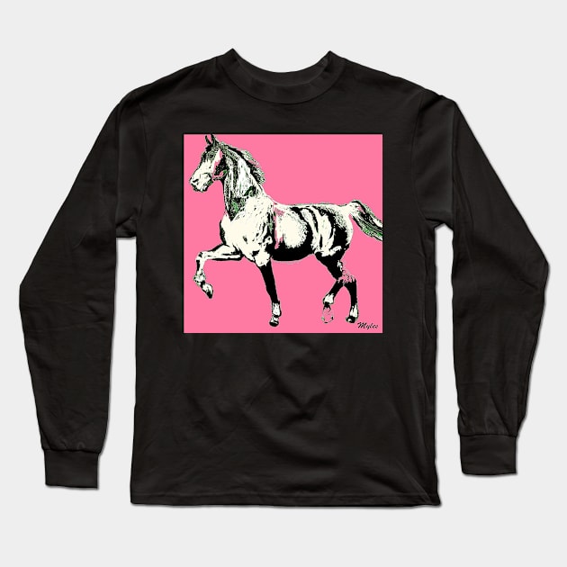 Horse :  The Pink Lady Walked By Long Sleeve T-Shirt by Overthetopsm